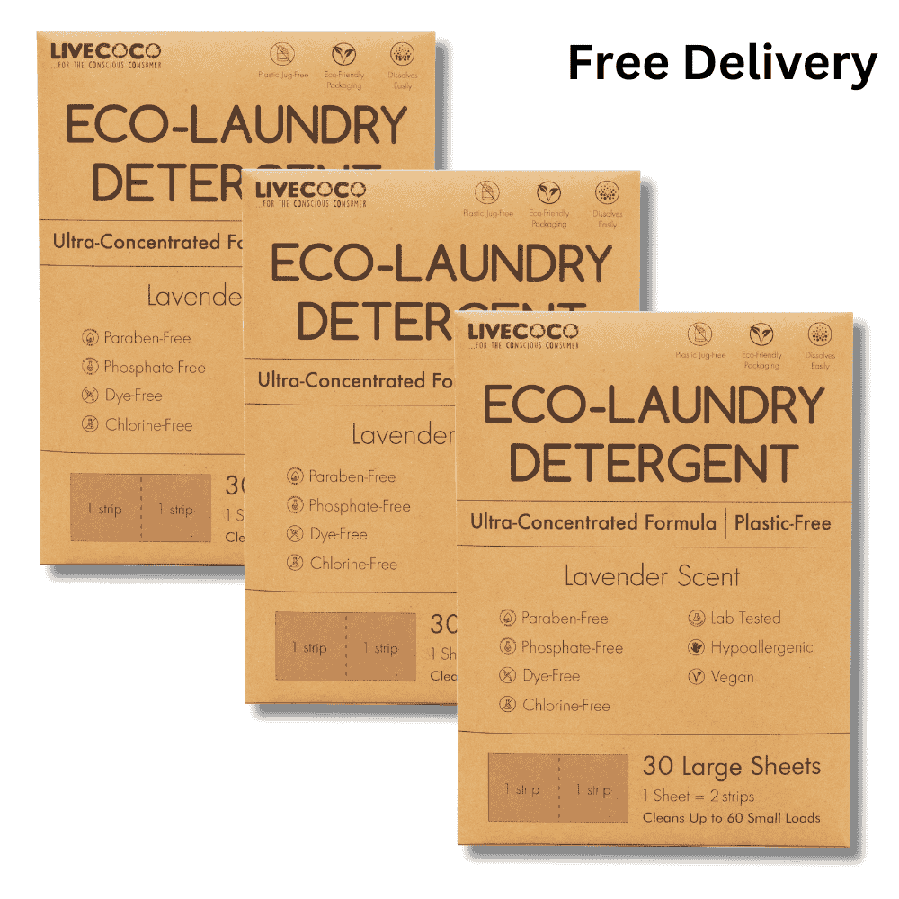 Eco-Laundry Detergent Sheets (60 Loads) in lavender scent for eco-friendly laundry care
