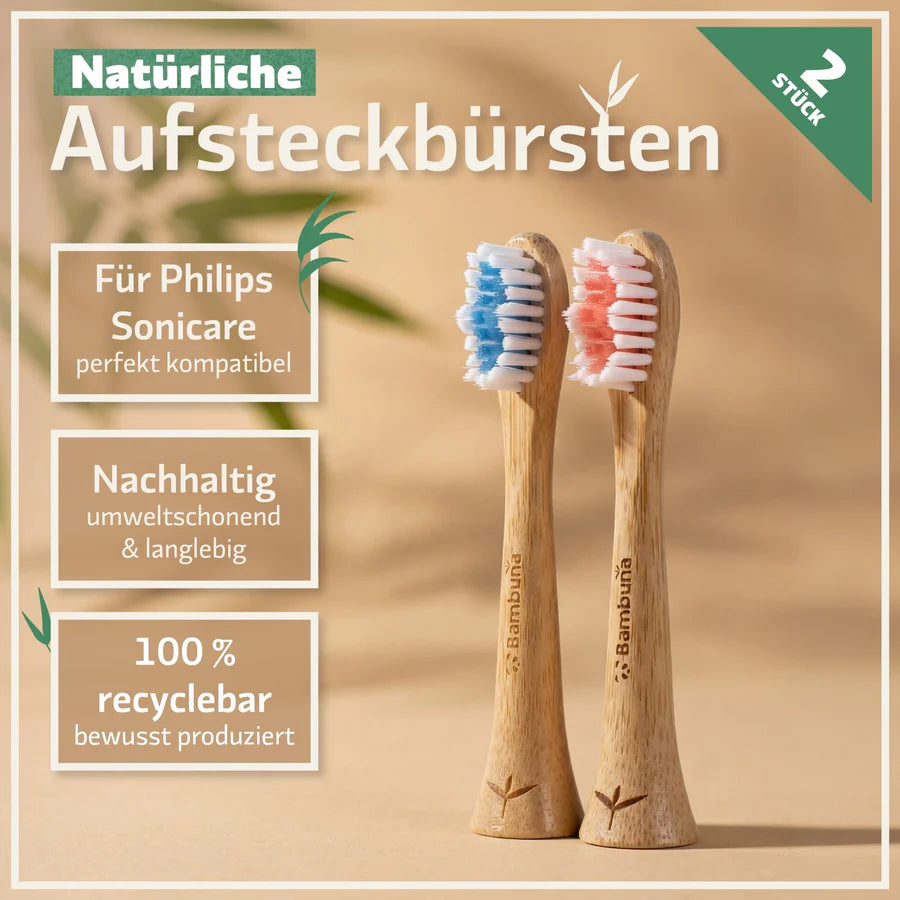 Bambus Aufsteckbürsten für Philips Sonicare 6er Set – nachhaltig | Bambuna