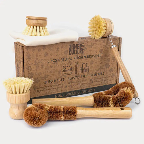 Bambus Spülbürsten-Set – 6-teilig plastikfrei & biologisch abbaubar - Dish brushes