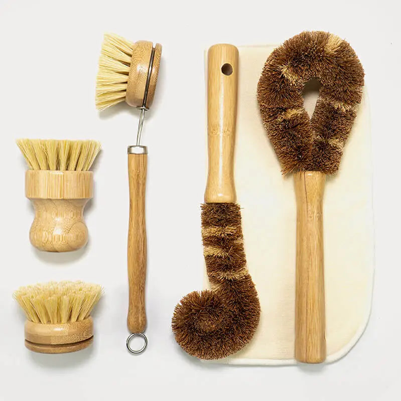 Bambus Spülbürsten-Set – 6-teilig plastikfrei & biologisch abbaubar - Dish brushes