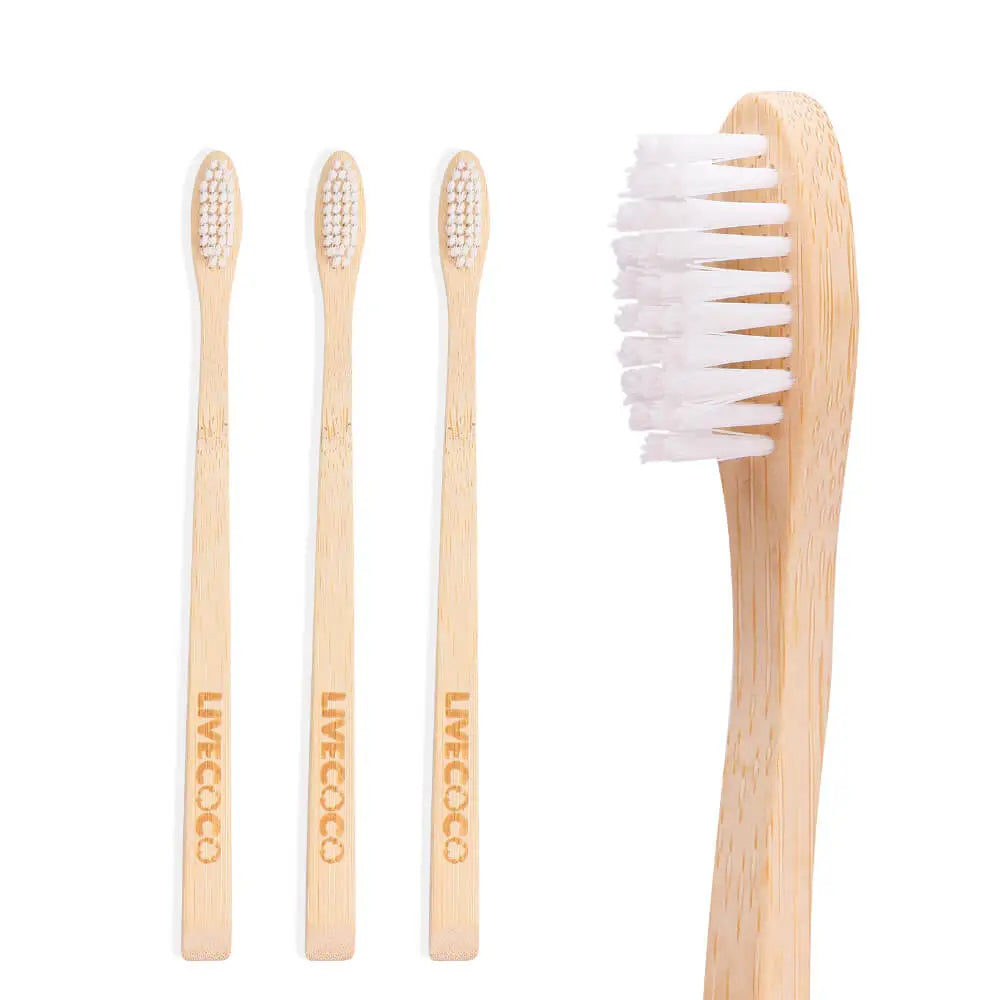 Bambus Zahnbürsten - 3er Pack - Rizinuspflanzenborsten (Erwachsene) - Toothbrushes