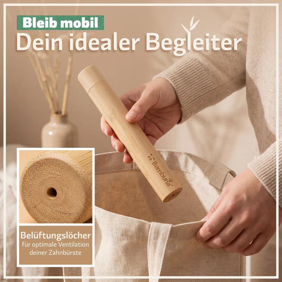 Bambus Zahnbürsten Etui – nachhaltig & plastikfrei für unterwegs | Bambuna