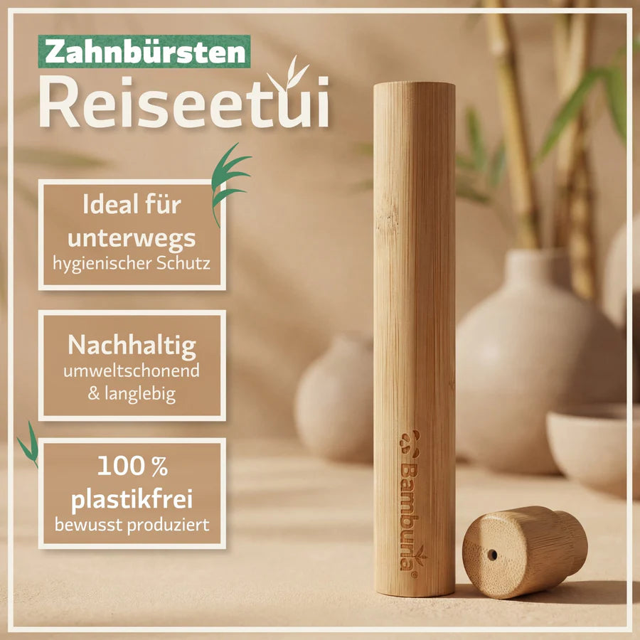 Bambus Zahnbürsten Etui – nachhaltig & plastikfrei für unterwegs | Bambuna