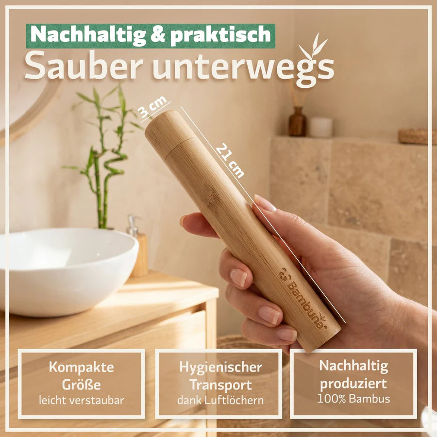 Bambus Zahnbürsten Etui – nachhaltig & plastikfrei für unterwegs | Bambuna