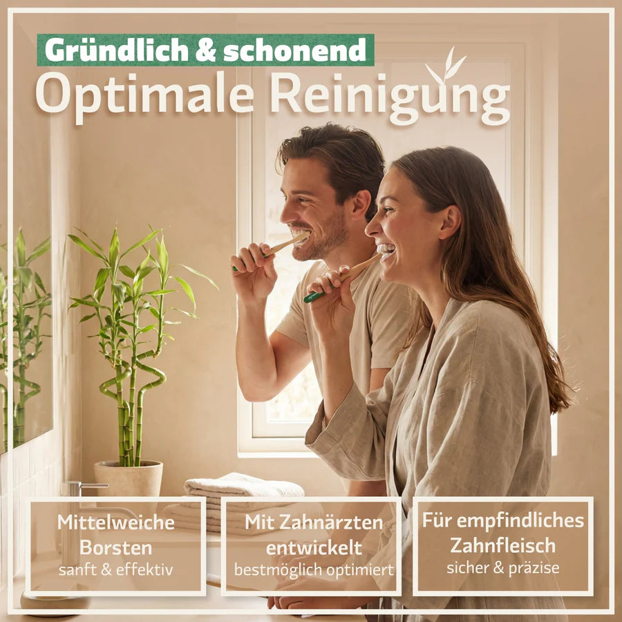 Bambus Zahnbürsten 4er Set – Nachhaltig, plastikfrei & vegan | Bambuna