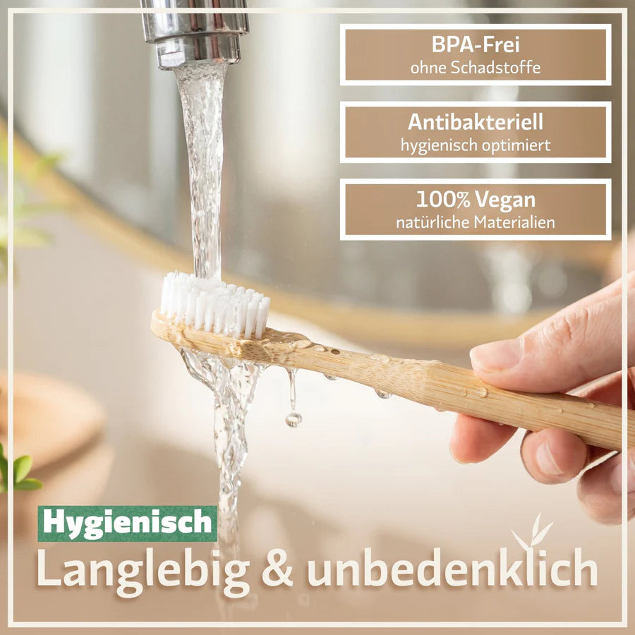 Bambus Zahnbürsten 4er Set – Nachhaltig, plastikfrei & vegan | Bambuna