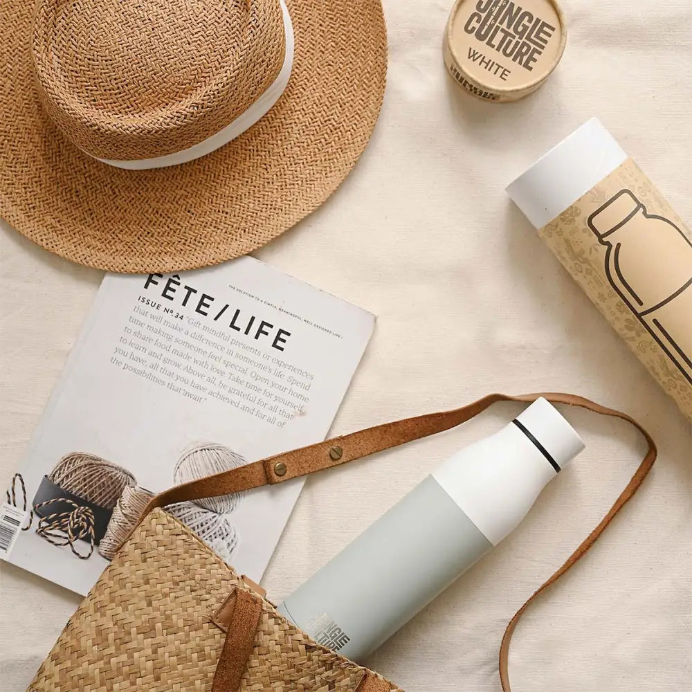 Edelstahl-Trinkflasche – Weiß/Grau 650 ml - Water bottle