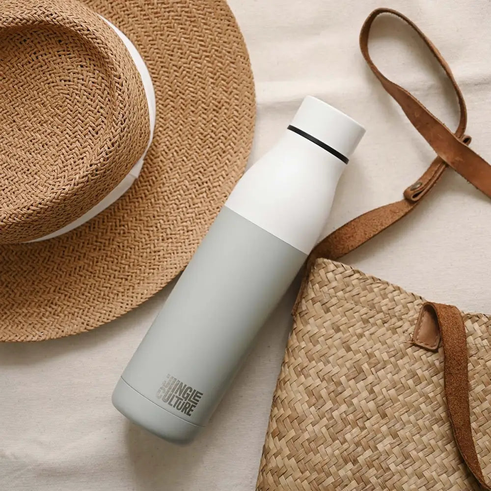 Edelstahl-Trinkflasche – Weiß/Grau 650 ml - Water bottle