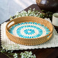 Handgefertigtes Rattantablett mit Perlmutt-Einlage – Design ’Cascade’ (30 & 35 cm) - Medium (30cm / 12’’) - Rattan Trays