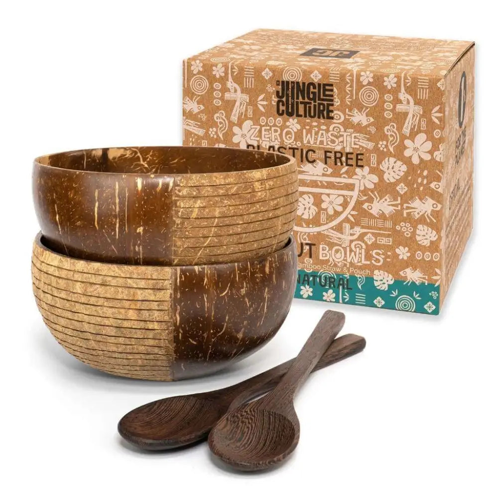Kokosschalen-Set – handgefertigt plastikfrei & nachhaltig - Striped - Bowls & Cutlery