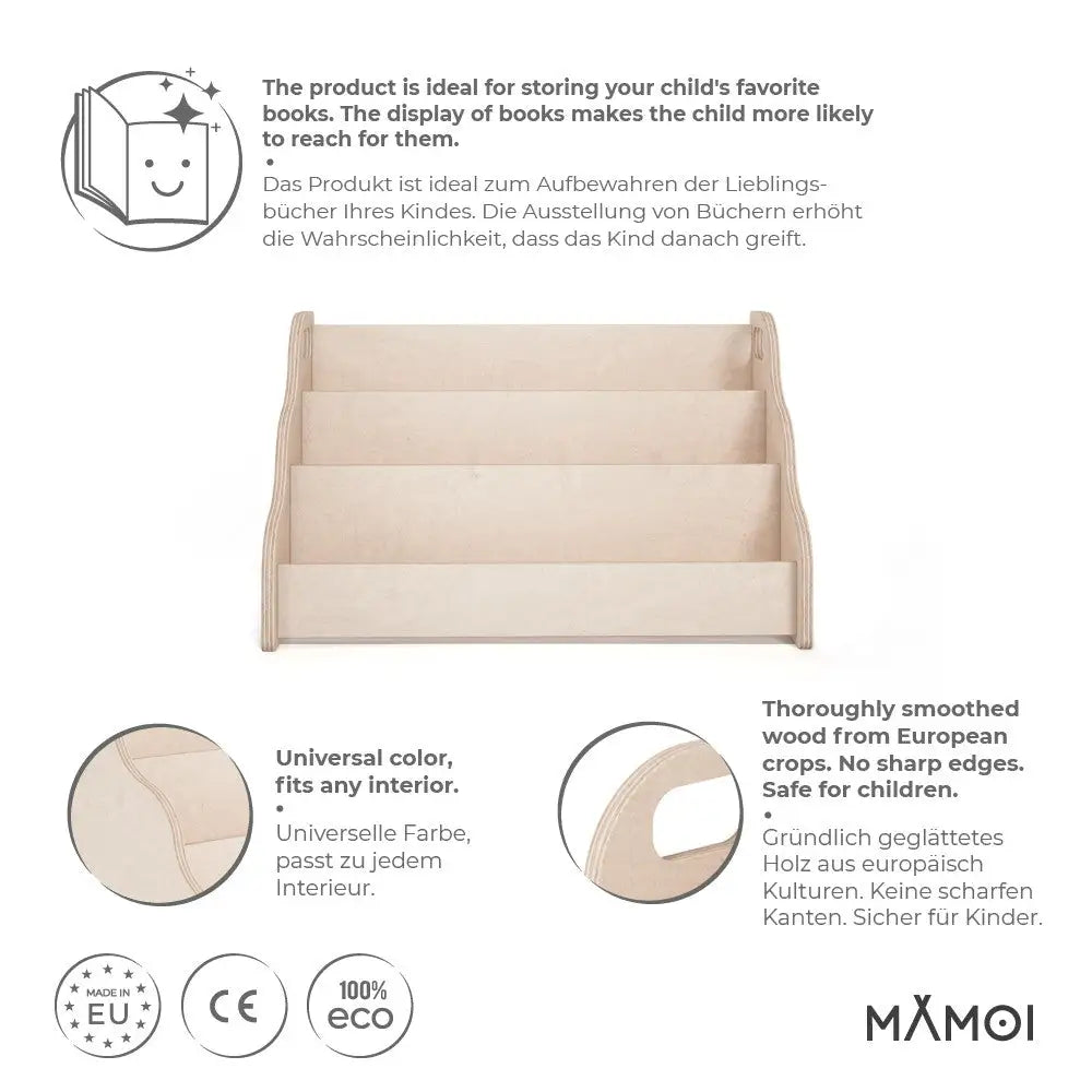 MAMOI® Kinder Montessori-Bücherregal aus Holz - Accessori