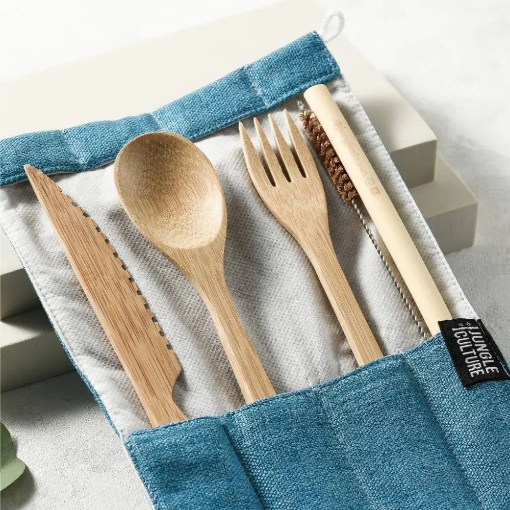 Nachhaltiges Bambus-Besteckset - Marine - Bowls & Cutlery