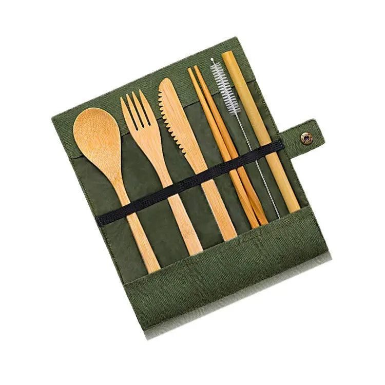 Nachhaltiges Besteckset aus Bambus - Green black - Utensils