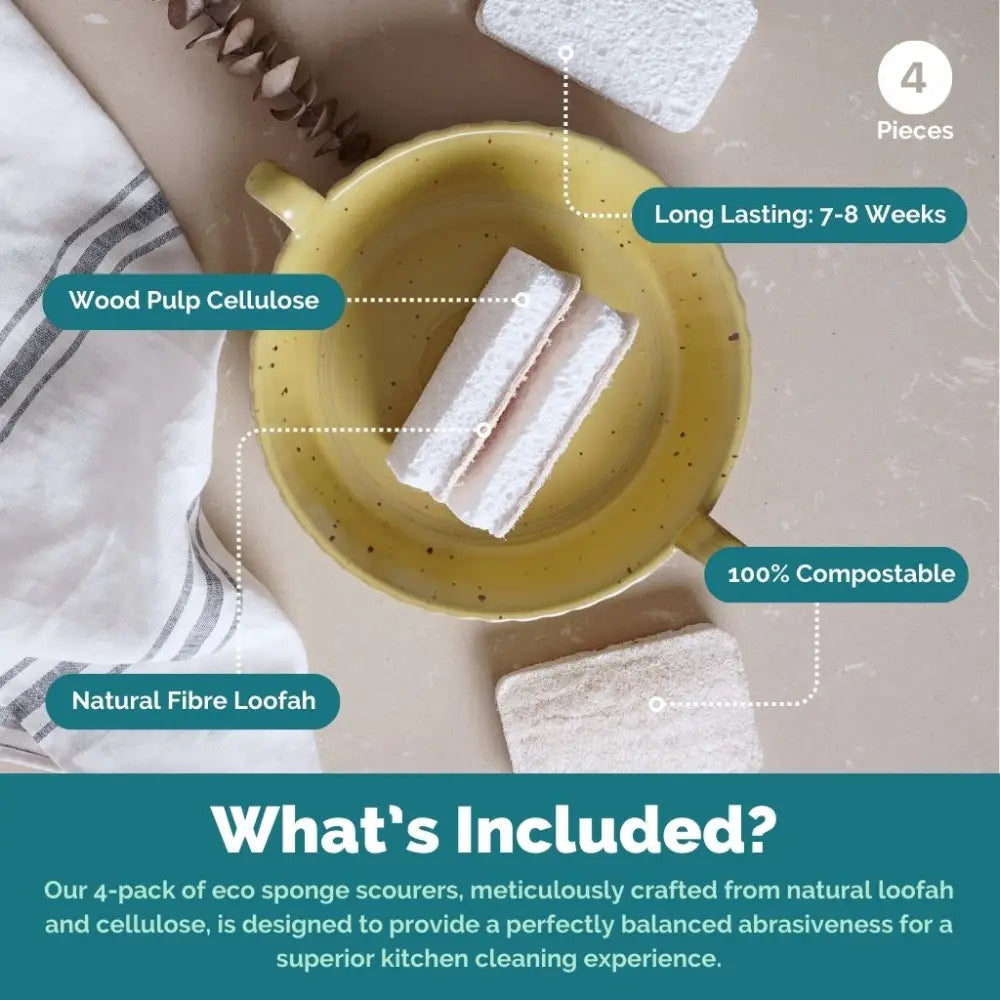 Natürliche Spülschwämme – 4er-Pack plastikfrei & wiederverwendbar - Cleaning Cloth