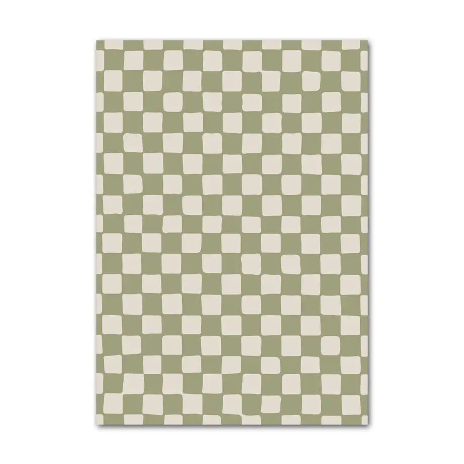 Poster Boho Abstrakt Berggrün – Wandbild auf Leinwand mit harmonischen Grüntönen - 13 x 18 cm / A - n/a