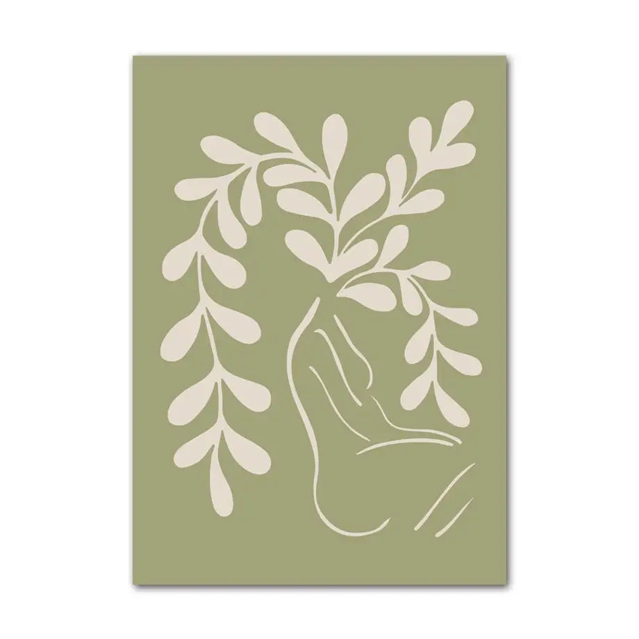 Poster Boho Abstrakt Berggrün – Wandbild auf Leinwand mit harmonischen Grüntönen - 13 x 18 cm / C - n/a