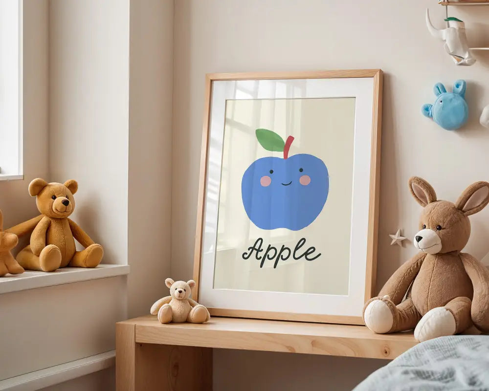 Poster Kinderzimmer - Blauer Apfel - Poster