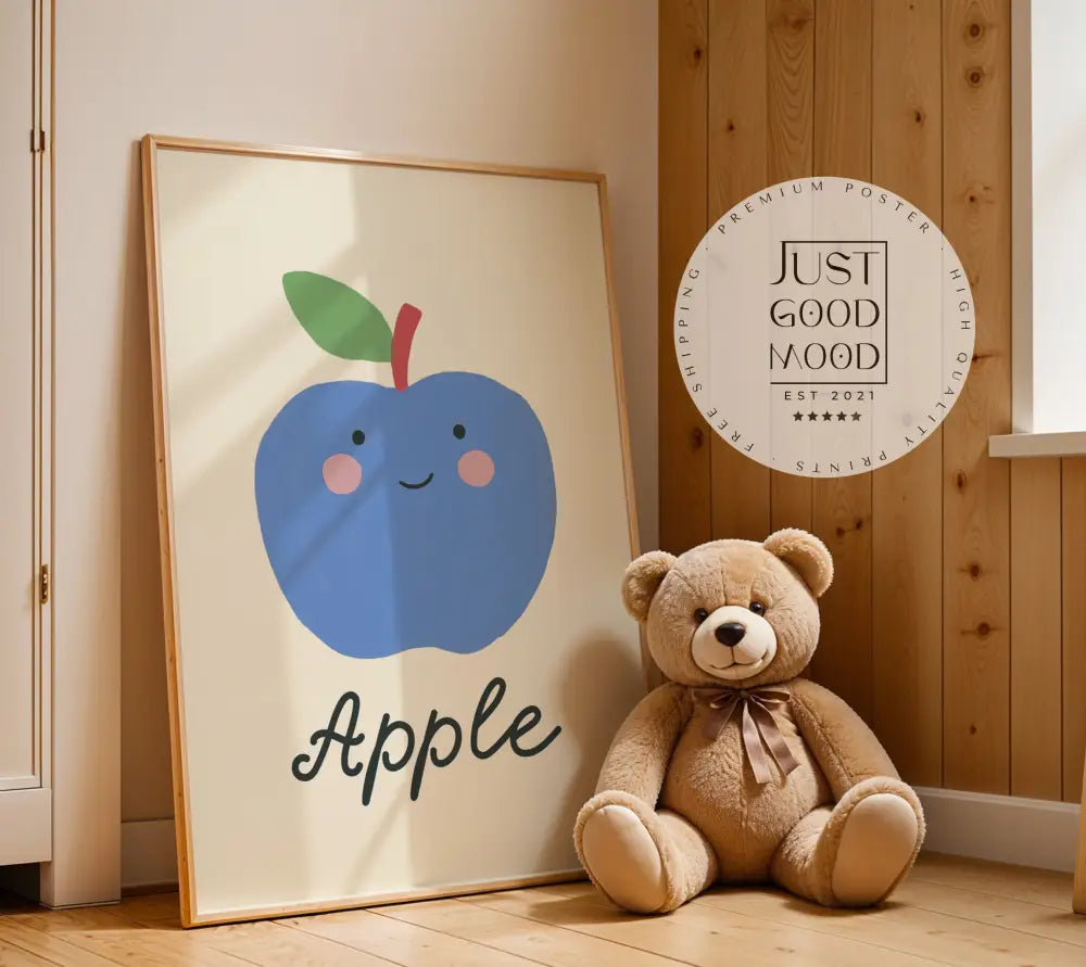 Poster Kinderzimmer - Blauer Apfel - Poster