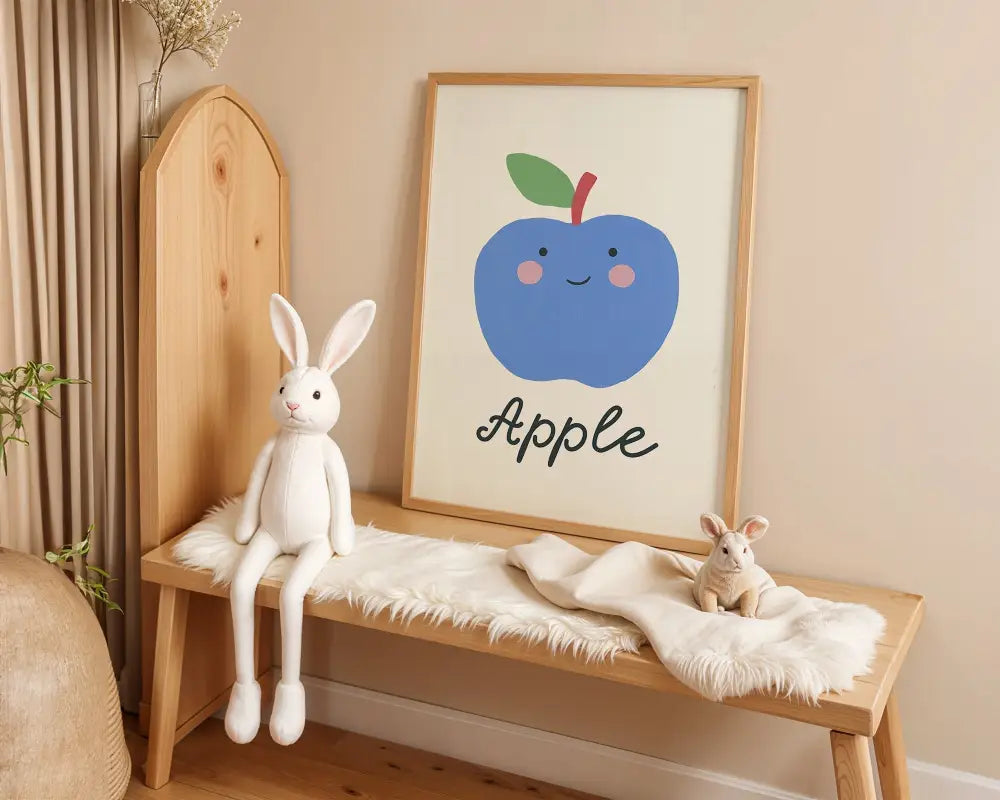Poster Kinderzimmer - Blauer Apfel - Poster