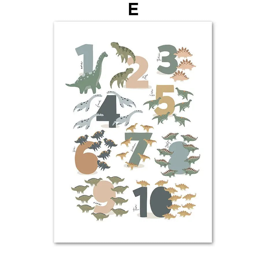Poster Kinderzimmer - Dinosaurier-Alphabet - 50 x 70 cm / E - n/a