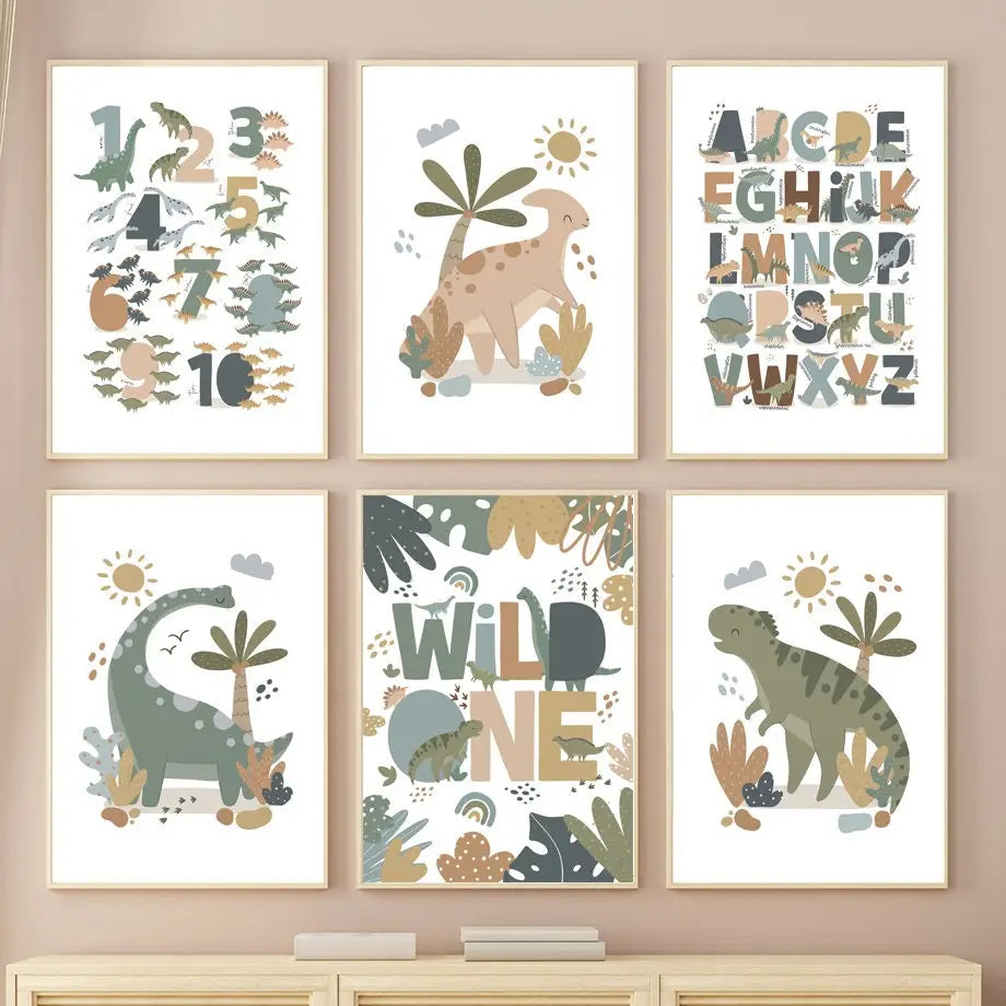 Poster Kinderzimmer - Dinosaurier-Alphabet - n/a