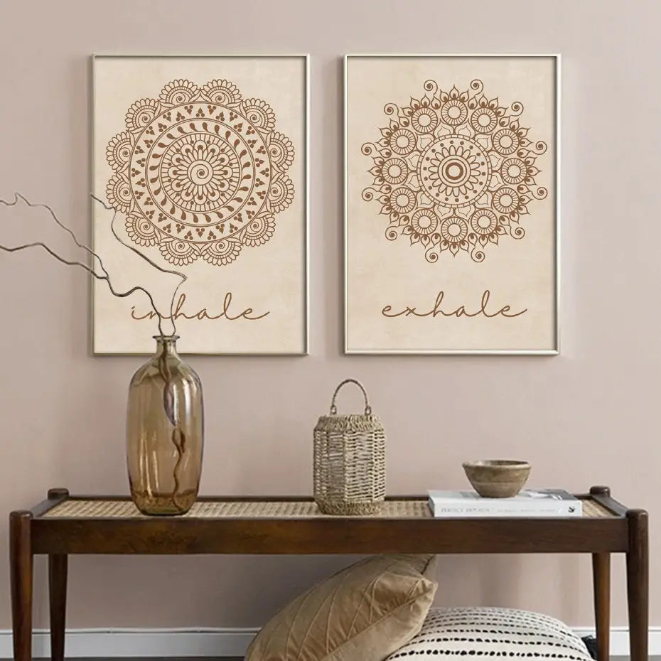 Poster Yoga - Einatmen Ausatmen Mandala - n/a