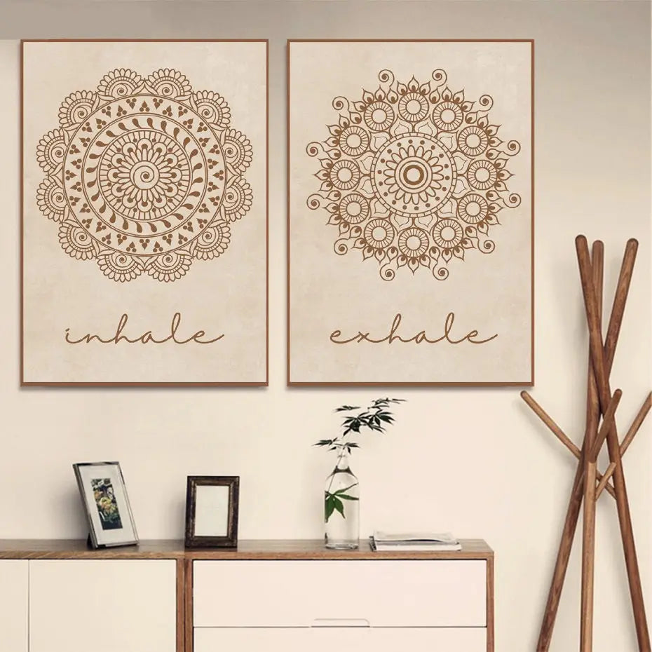 Poster Yoga - Einatmen Ausatmen Mandala - n/a