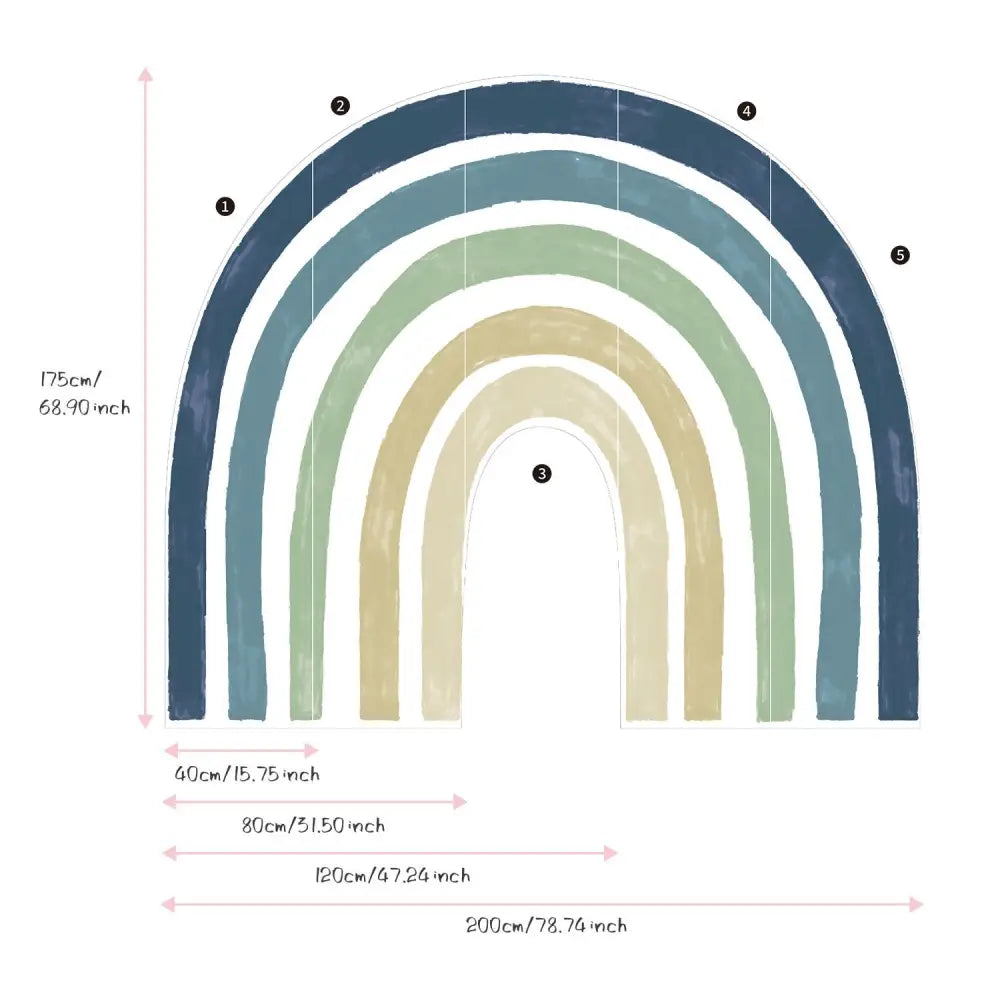 Regenbogen-Wandaufkleber für Kinderzimmer – selbstklebend wasserdicht & wiederverwendbar - 200cm x 175cm - n/a