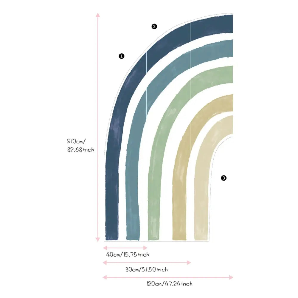Regenbogen-Wandaufkleber für Kinderzimmer – selbstklebend wasserdicht & wiederverwendbar - 120cm x 210cm - n/a