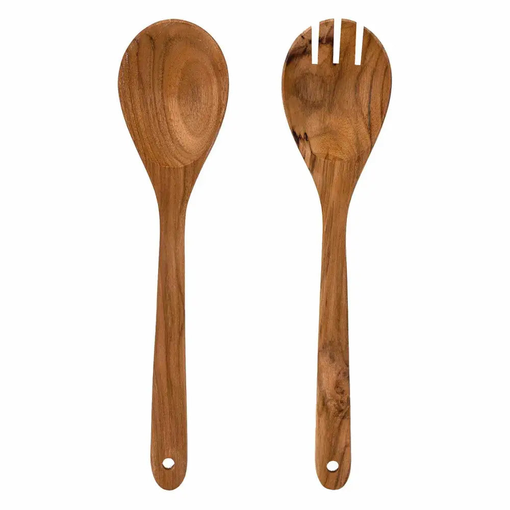 Salatbesteck aus recyceltem Teakholz - Handgefertigt & nachhaltig - Spoon and fork